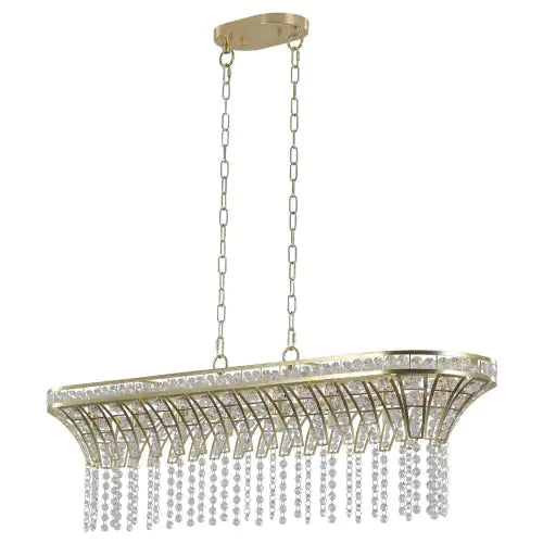 Champagne Kitchen Island Lamp - Oval Crystal Ceiling Chandelier