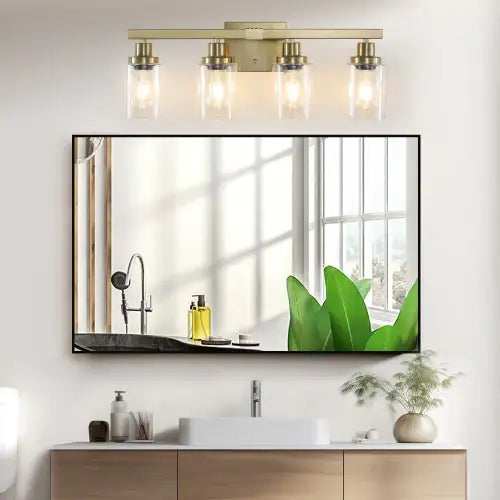 Gold Vanity Light With Glass Shade