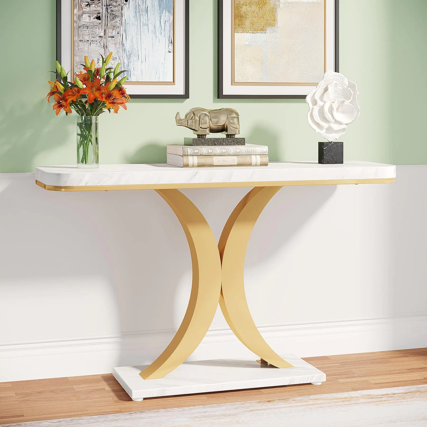Rustic Gold Console Table