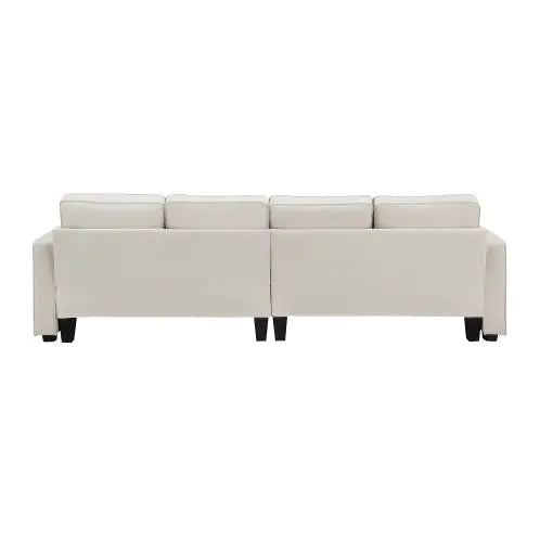 4-Seater Modern Linen Fabric Sofa With Armrest And 4 Pillows