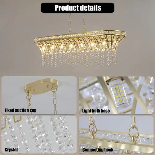 Champagne Kitchen Island Lamp - Oval Crystal Ceiling Chandelier