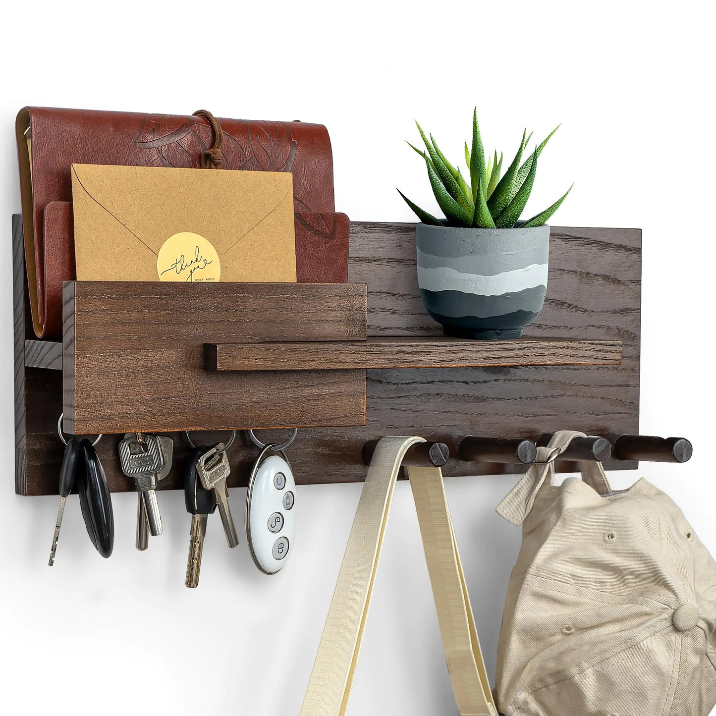 Solid Wood Mail and Key Holder