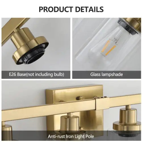 Gold Vanity Light With Glass Shade