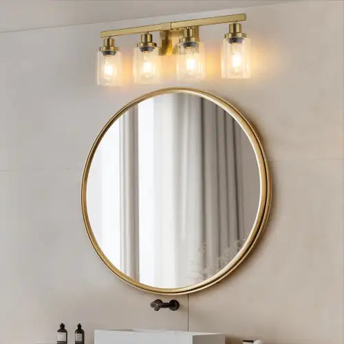 Gold Vanity Light With Glass Shade
