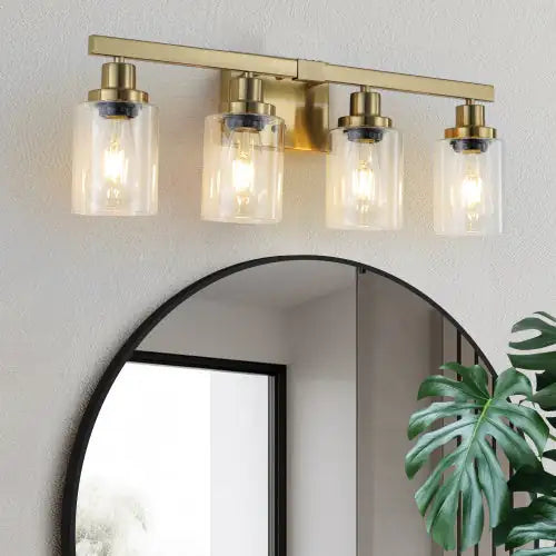 Gold Vanity Light With Glass Shade