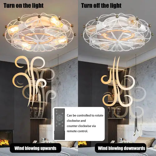 Low Profile Cage Ceiling Fan With Light Remote Control