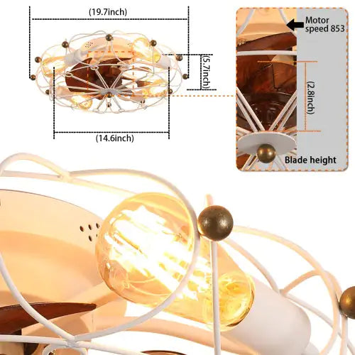 Low Profile Cage Ceiling Fan With Light Remote Control