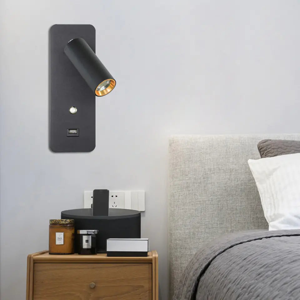 LED Wall Lamp with USB for Bedroom