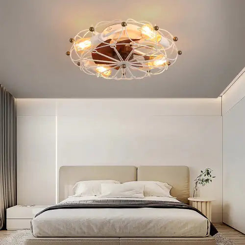 Low Profile Cage Ceiling Fan With Light Remote Control