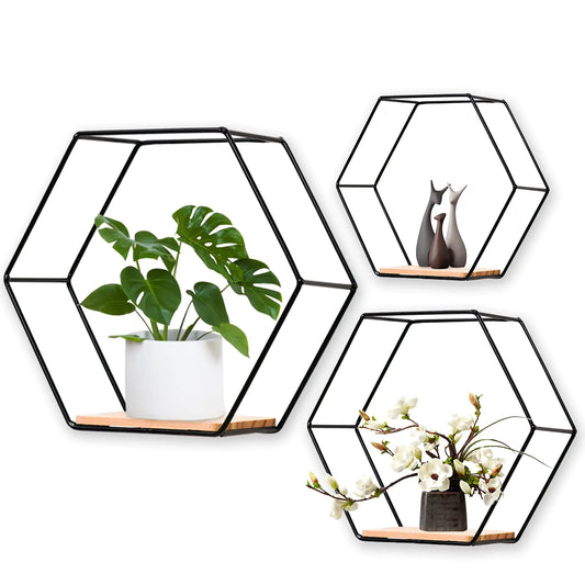 Wall Mounted Hexagonal Floating Shelves