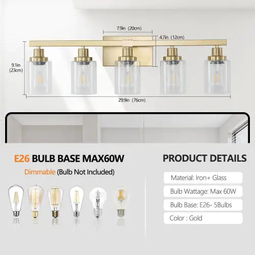 Gold 5 Light Vanity Light