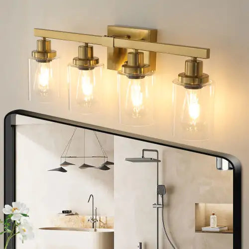 Gold Vanity Light With Glass Shade