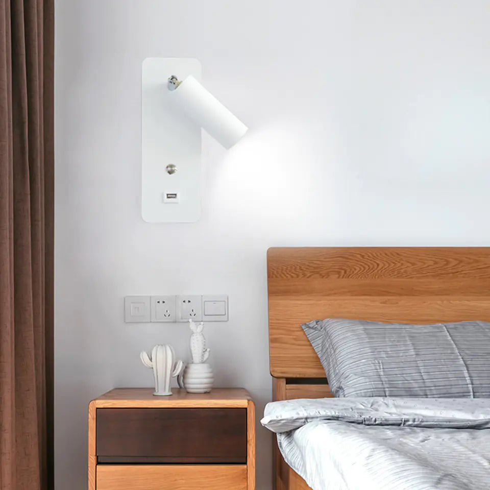 LED Wall Lamp with USB for Bedroom