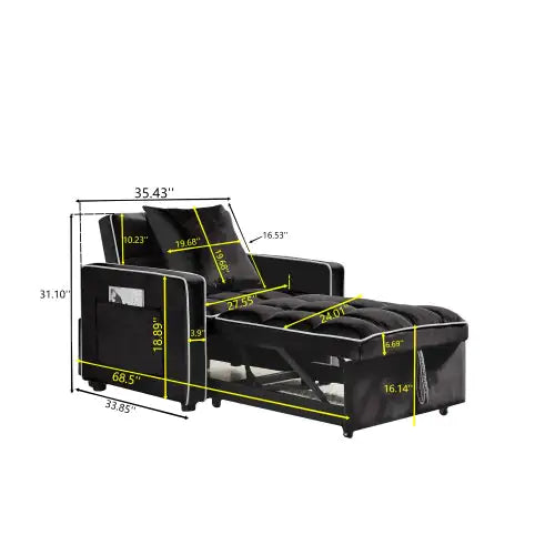 3-in-1 Sofa Bed Adjustable Fold-out